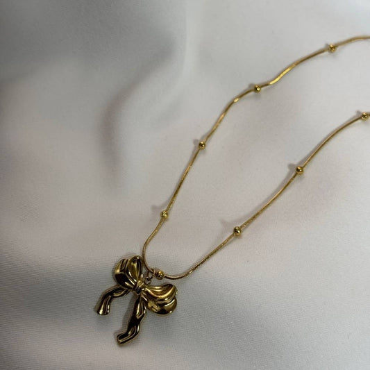 18K Titanium Bow Necklace