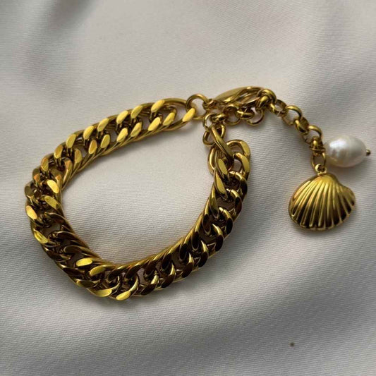 18k Freshwater Pearl Cuban Bracelet