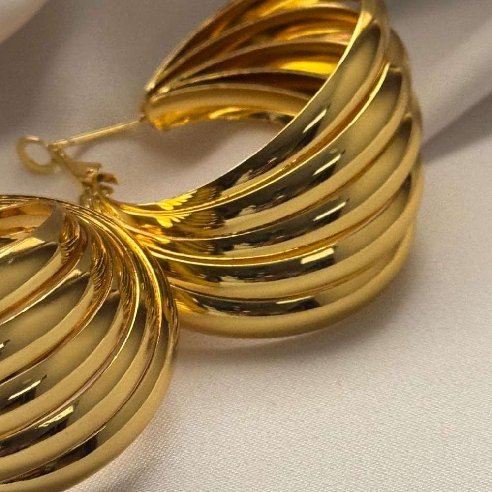Ripple Gold Hoops