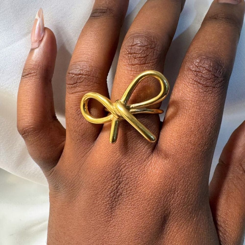 Golden Ribbon Statement Ring