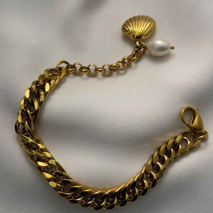 18k Freshwater Pearl Cuban Bracelet