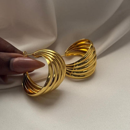 Ripple Gold Hoops