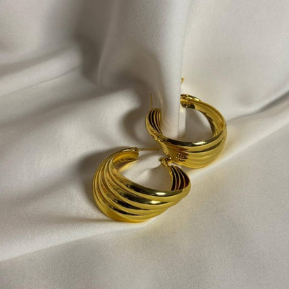 Ripple Gold Hoops